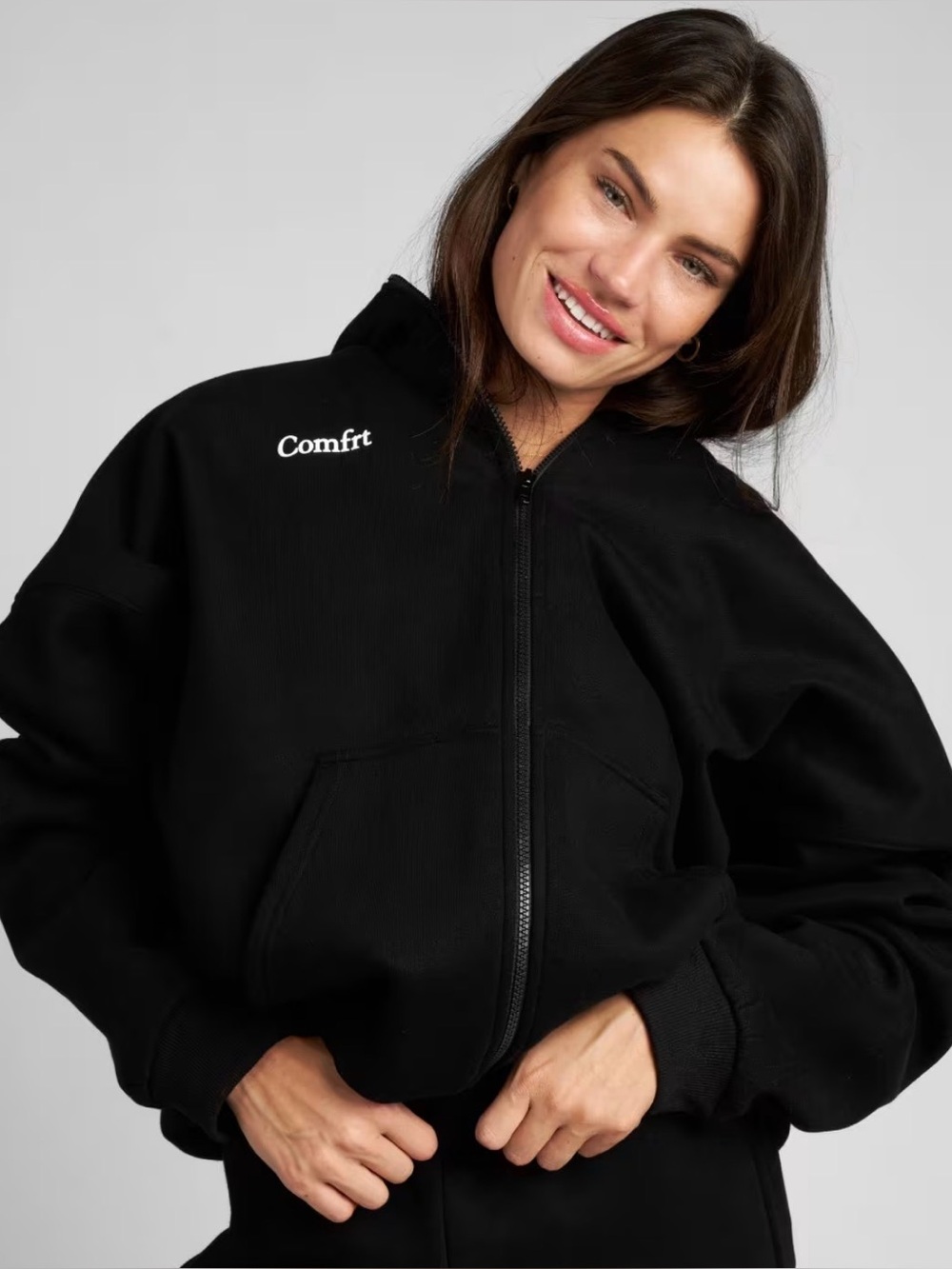 Comfrt Cloud Zip Hoodie Mega Black Size M NWOT